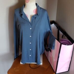 Victoria's Secret Blue Button-Up Pajama Top